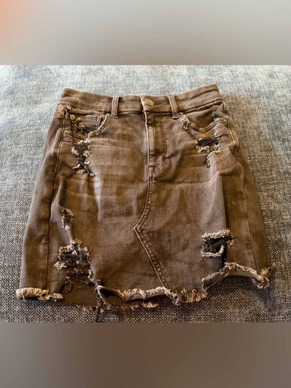American Eagle Outfitters Distressed Black Denim Mini Skirt